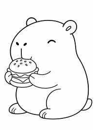 Capibara isst Cheeseburger