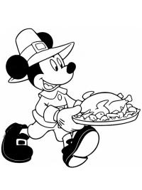 Micky Maus mit einem Truthahn