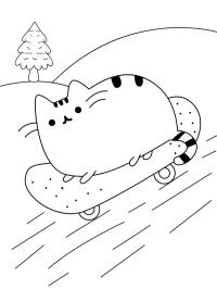 Pusheen auf einem Skateboard