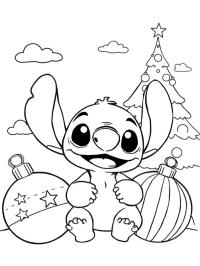 Stich mit Weihnachtskugeln