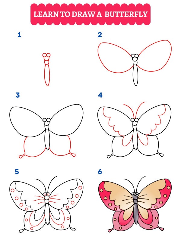 Wie zeichnet man einen Schmetterling