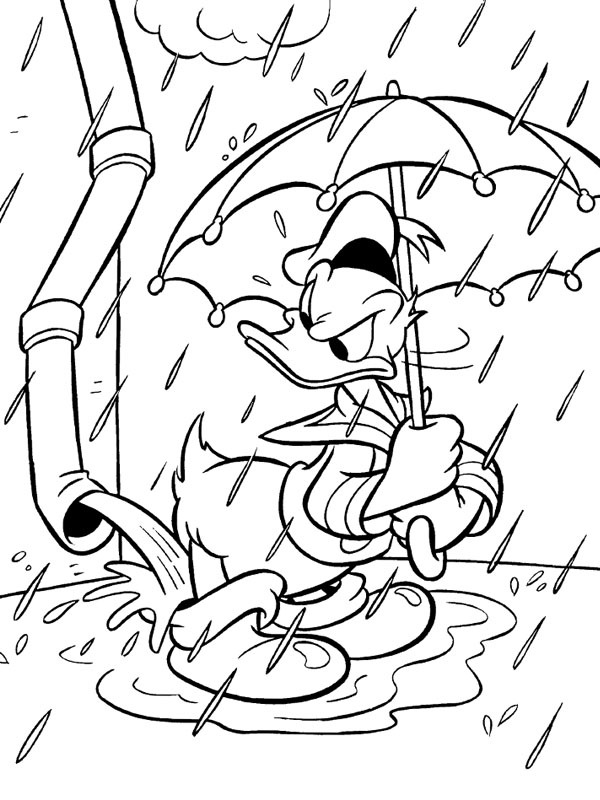 Donald Duck im Regen Ausmalbild