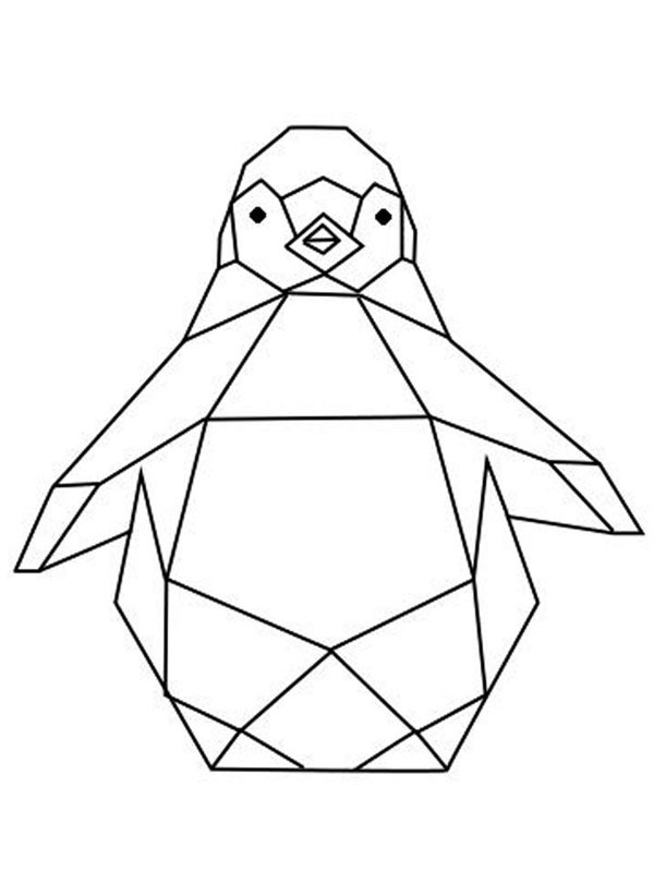 Geometrischer Pinguin Ausmalbild