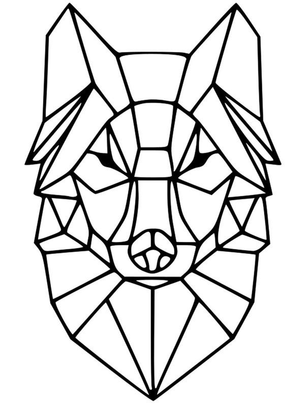 Geometrischer Wolf Ausmalbild