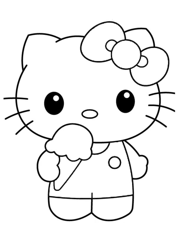 Hello Kitty isst ein Eis Ausmalbild