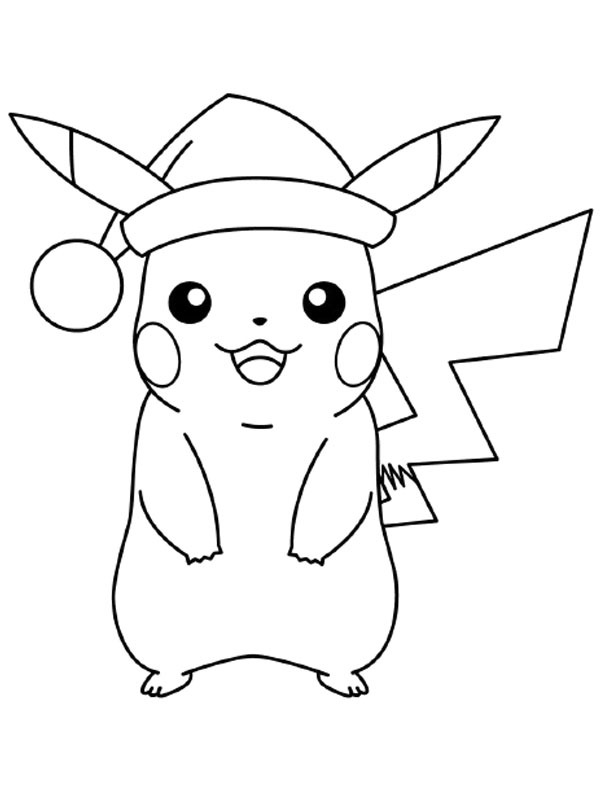 Pikachu mit Weihnachtsmütze Ausmalbild