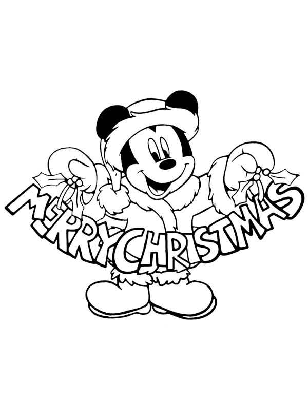 Ausmalbild Merry christmas Micky Maus