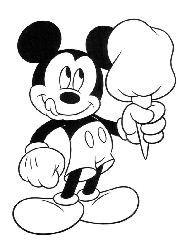 Micky Maus isst ein Eis Ausmalbild