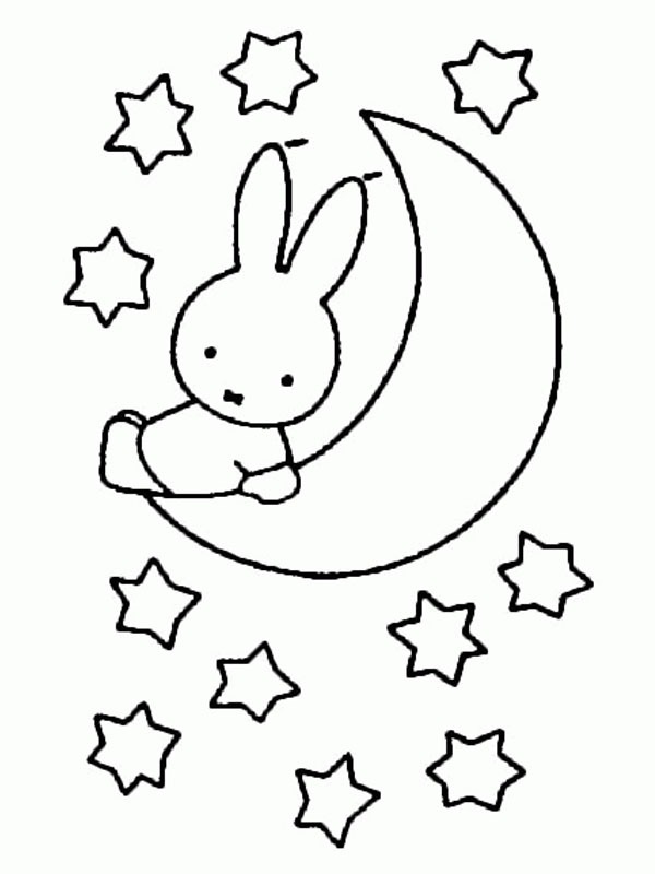 Miffy auf dem Mond Ausmalbild