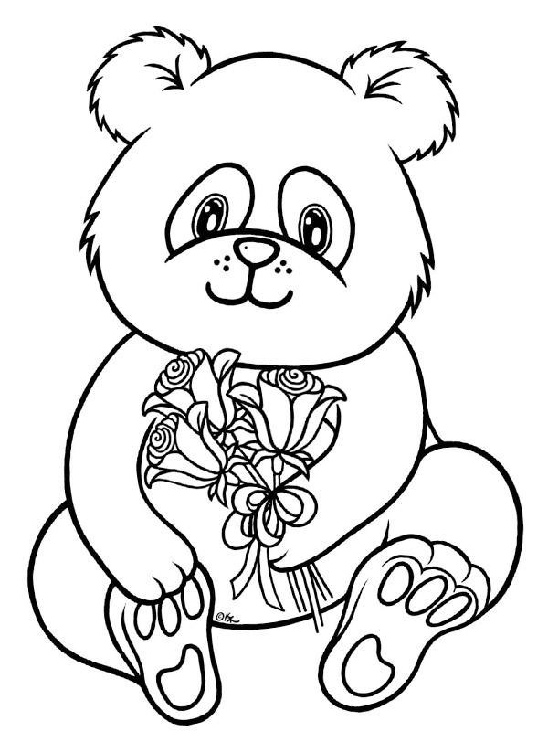 Ausmalbild Panda Mit Blumen Besteausmalbilder De