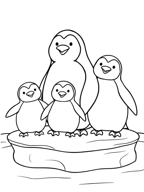 Pinguinfamilie Ausmalbild