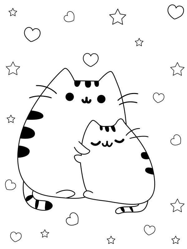 Pusheen mit einem Freund Ausmalbild