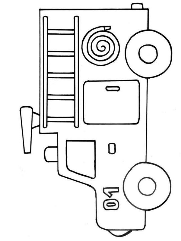 Einfaches Feuerwehrauto Ausmalbild