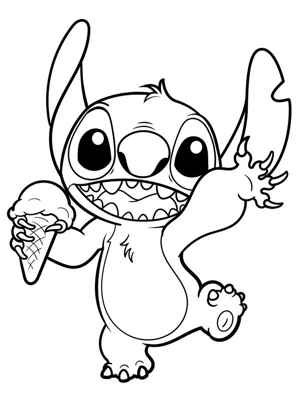 Stitch isst ein Eis Ausmalbild